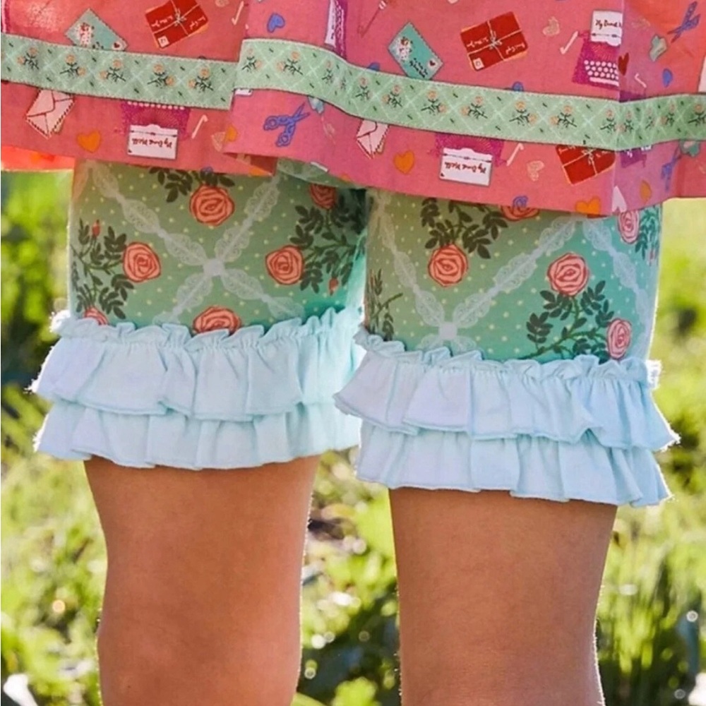 Matilda Jane Going Green Floral Ruffle Shorts Brilliant Daydream 10 NWOT New